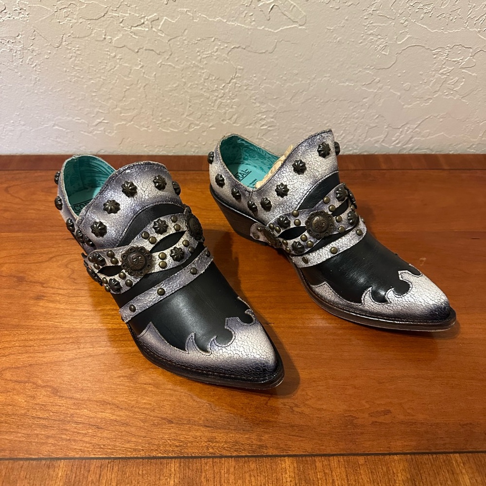 Corral Silver and Black Studded Ankle Boots - Picture 2 of 7